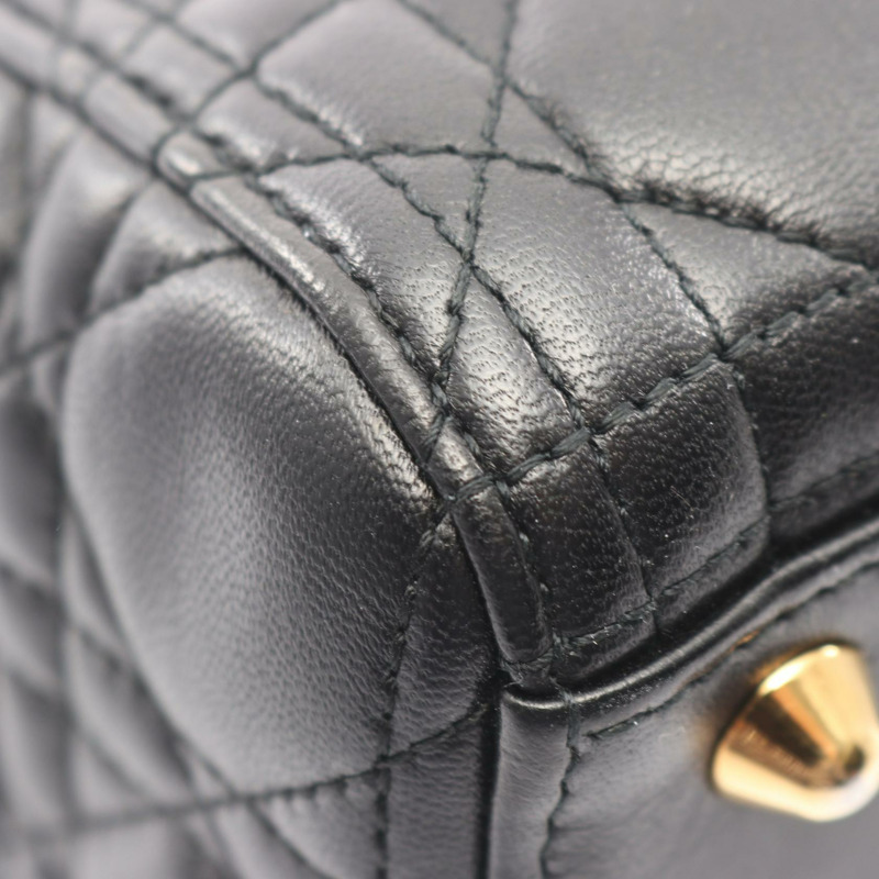 Christian Dior Lady Dior 大型 Cannage 手提單肩包，黑色皮革，二手-5