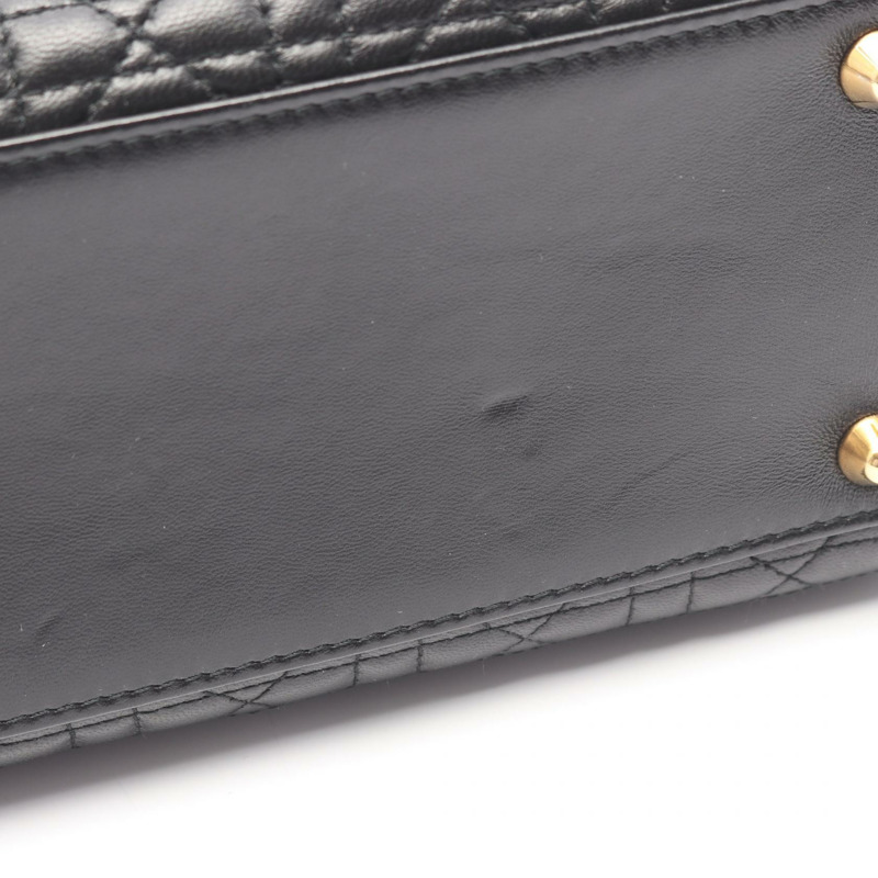 Christian Dior Lady Dior 大型 Cannage 手提單肩包，黑色皮革，二手-6