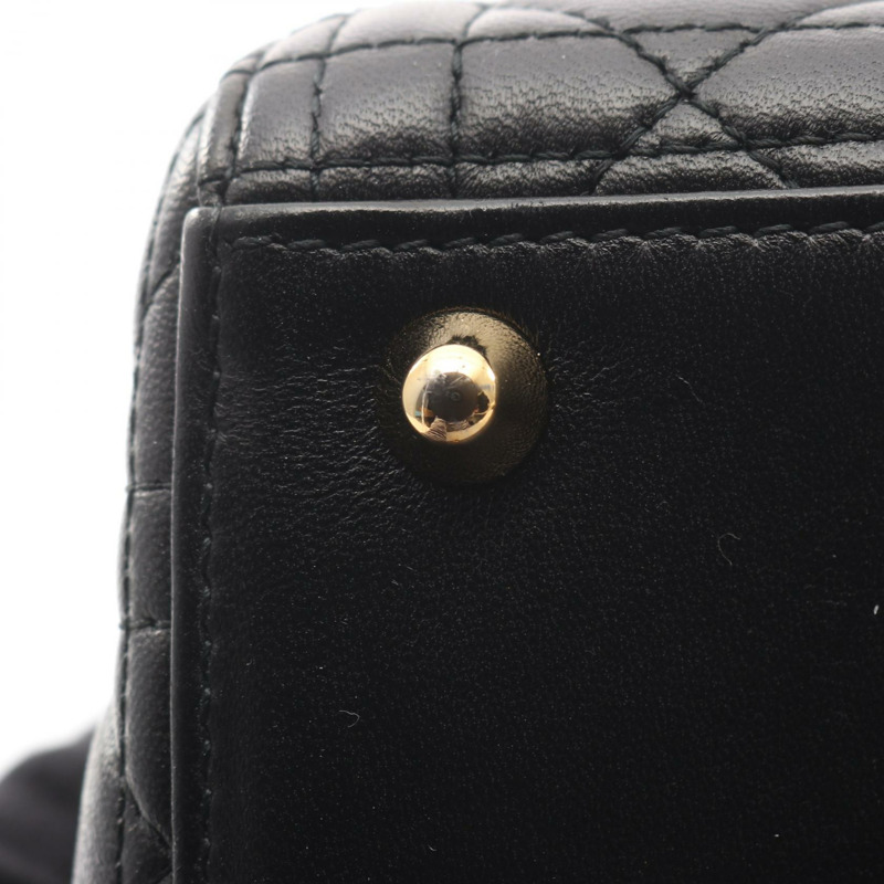 Christian Dior Lady Dior 大型 Cannage 手提單肩包，黑色皮革，二手-7