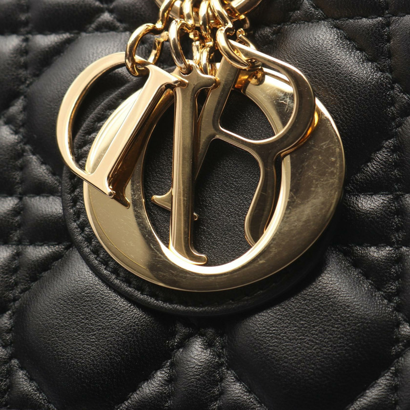 Christian Dior Lady Dior 大型 Cannage 手提單肩包，黑色皮革，二手-8