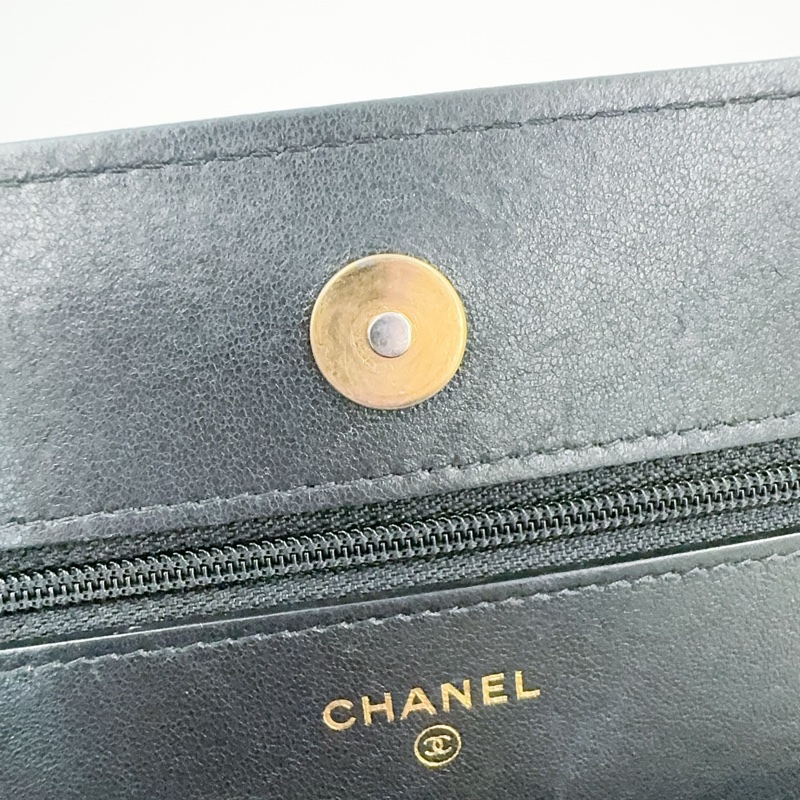 CHANEL黑色羊皮金釦19 woc手提側背包AP0957-20