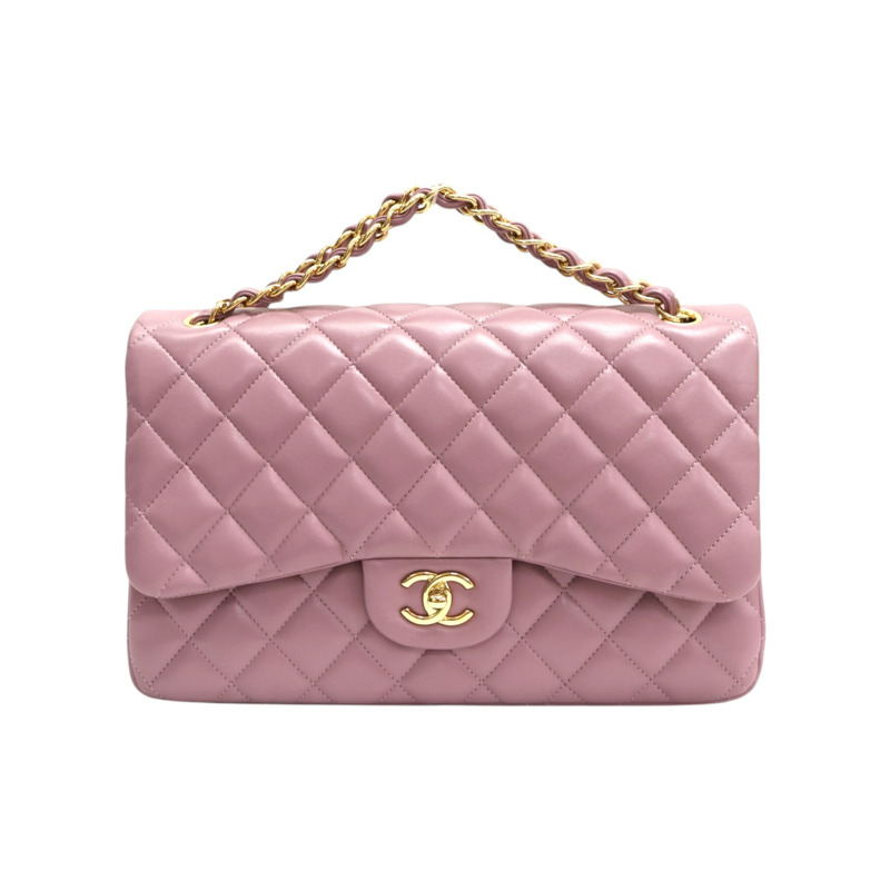 紫色 菱格紋 羊皮 Jumbo 金鏈帶 肩背包【CHANEL 香奈兒】 A58600-0