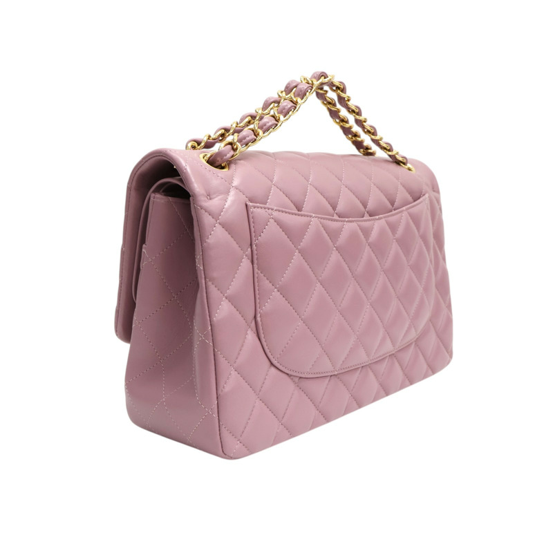 紫色 菱格紋 羊皮 Jumbo 金鏈帶 肩背包【CHANEL 香奈兒】 A58600-1