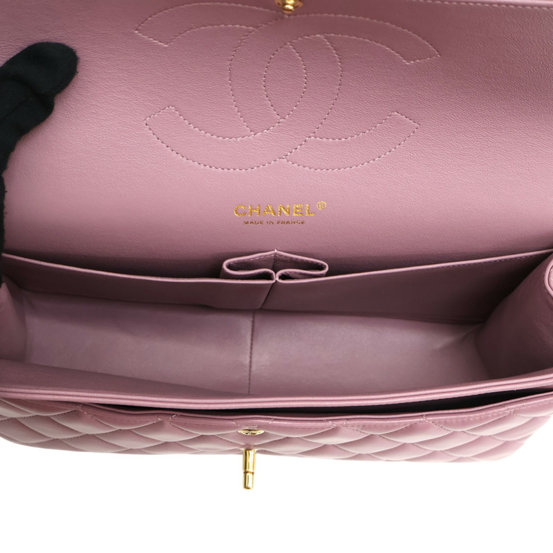 紫色 菱格紋 羊皮 Jumbo 金鏈帶 肩背包【CHANEL 香奈兒】 A58600-2