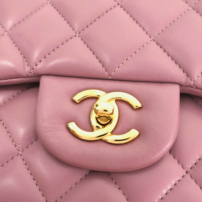 紫色 菱格紋 羊皮 Jumbo 金鏈帶 肩背包【CHANEL 香奈兒】 A58600-6