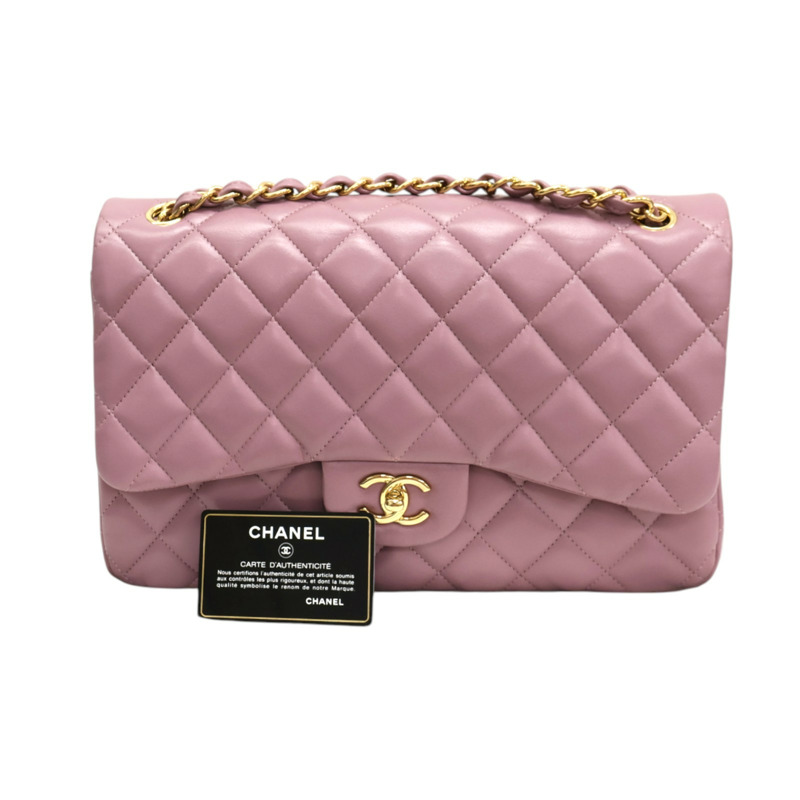紫色 菱格紋 羊皮 Jumbo 金鏈帶 肩背包【CHANEL 香奈兒】 A58600-8