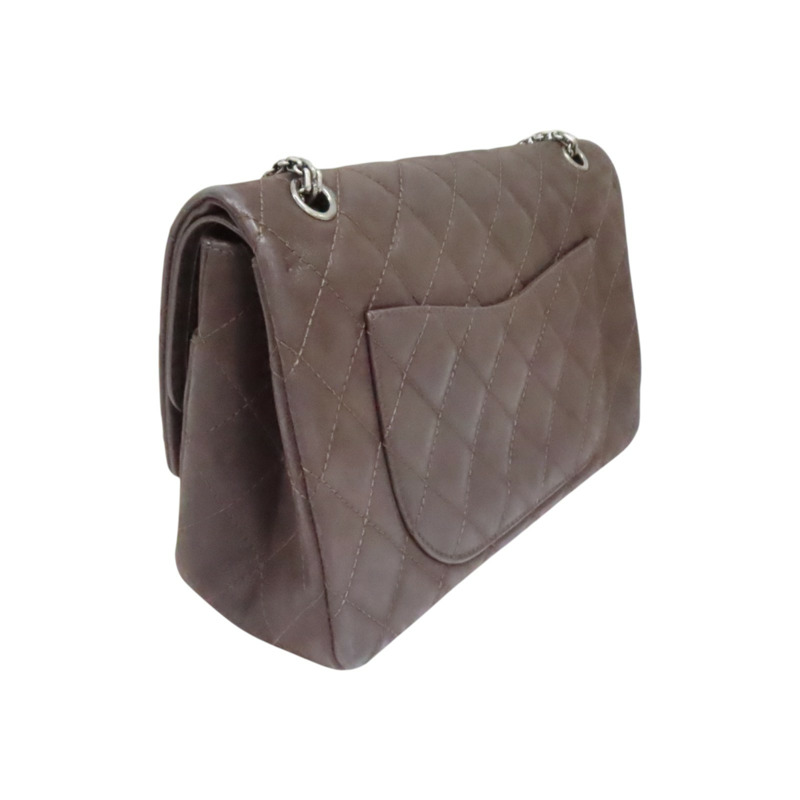 深棕色 菱格紋 牛皮 2.55 肩背包 銀扣【CHANEL 香奈兒】 A37590-1