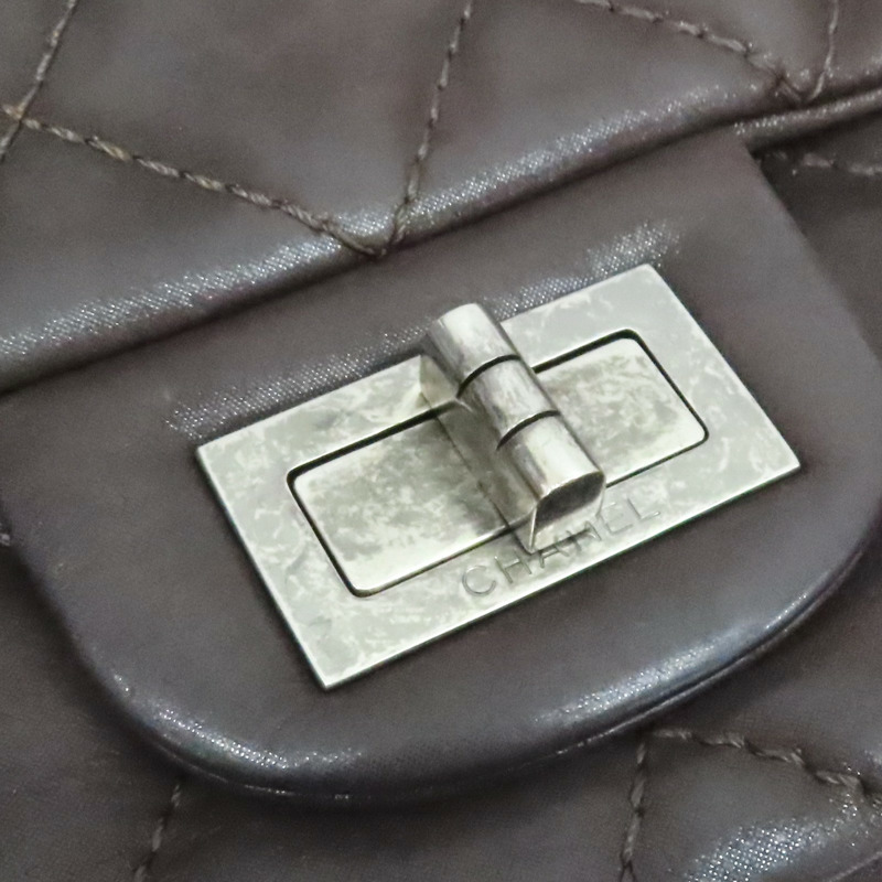 深棕色 菱格紋 牛皮 2.55 肩背包 銀扣【CHANEL 香奈兒】 A37590-8