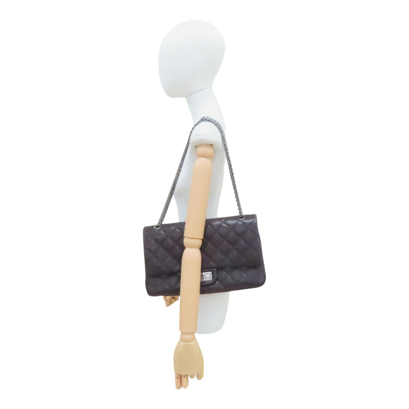 深棕色 菱格紋 牛皮 2.55 肩背包 銀扣【CHANEL 香奈兒】 A37590-9