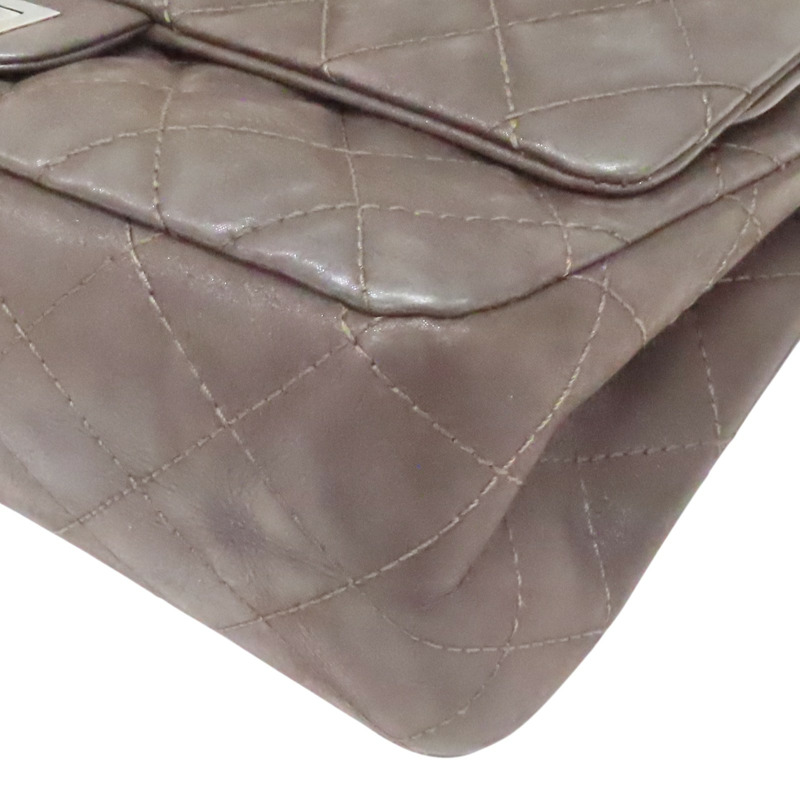 深棕色 菱格紋 牛皮 2.55 肩背包 銀扣【CHANEL 香奈兒】 A37590-12