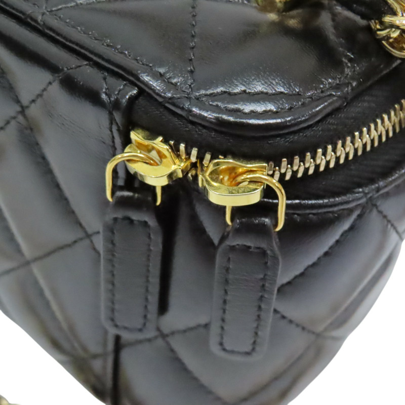黑色 菱格紋 羊皮 Top Handle Vanity Case 化妝箱 肩背包【CHANEL 香奈兒】-9
