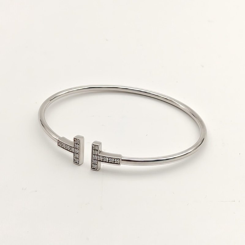 TIFFANY&CO TiffanyT線圈手鐲中號滿鑽18K白金/鑽石15號-1