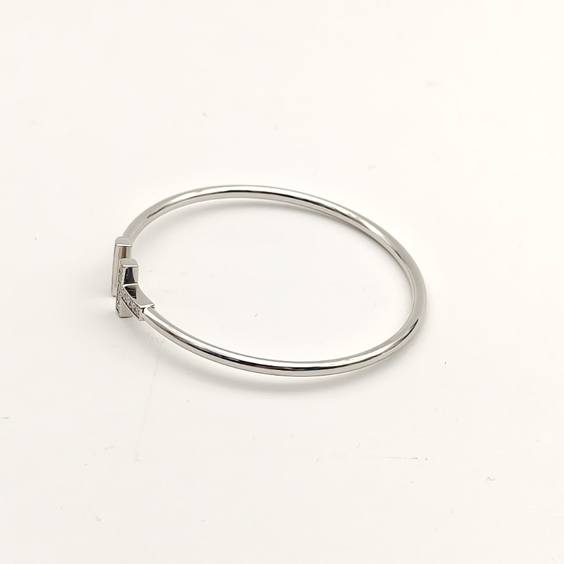 TIFFANY&CO TiffanyT線圈手鐲中號滿鑽18K白金/鑽石15號-2