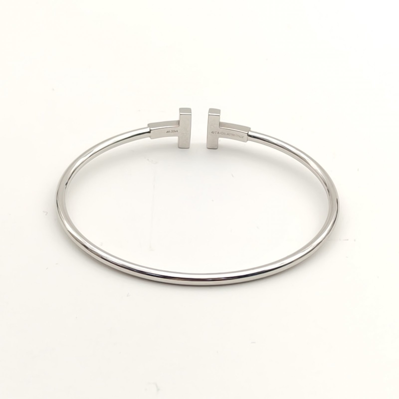 TIFFANY&CO TiffanyT線圈手鐲中號滿鑽18K白金/鑽石15號-3