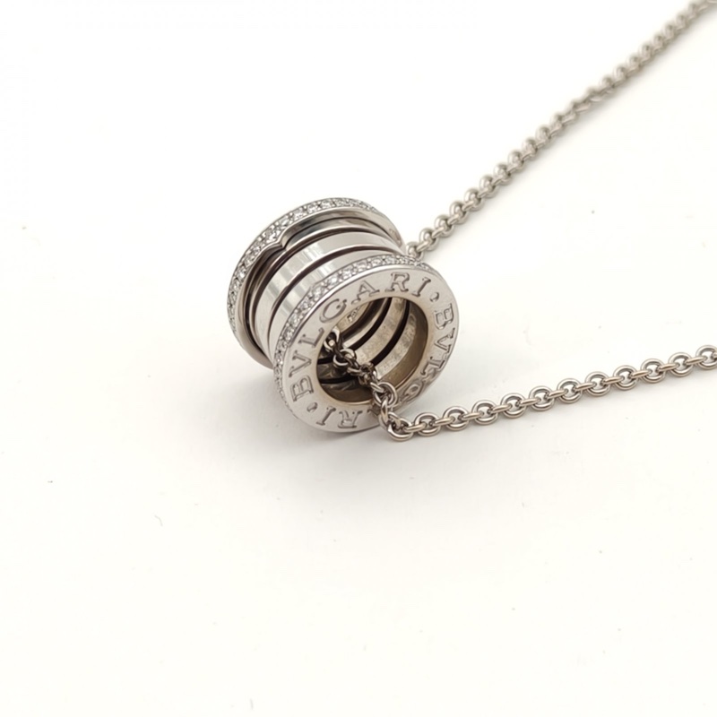 BVLGARI B.ZERO1彈簧項鏈三環扣雙邊鑽18K白金/鑽石-1