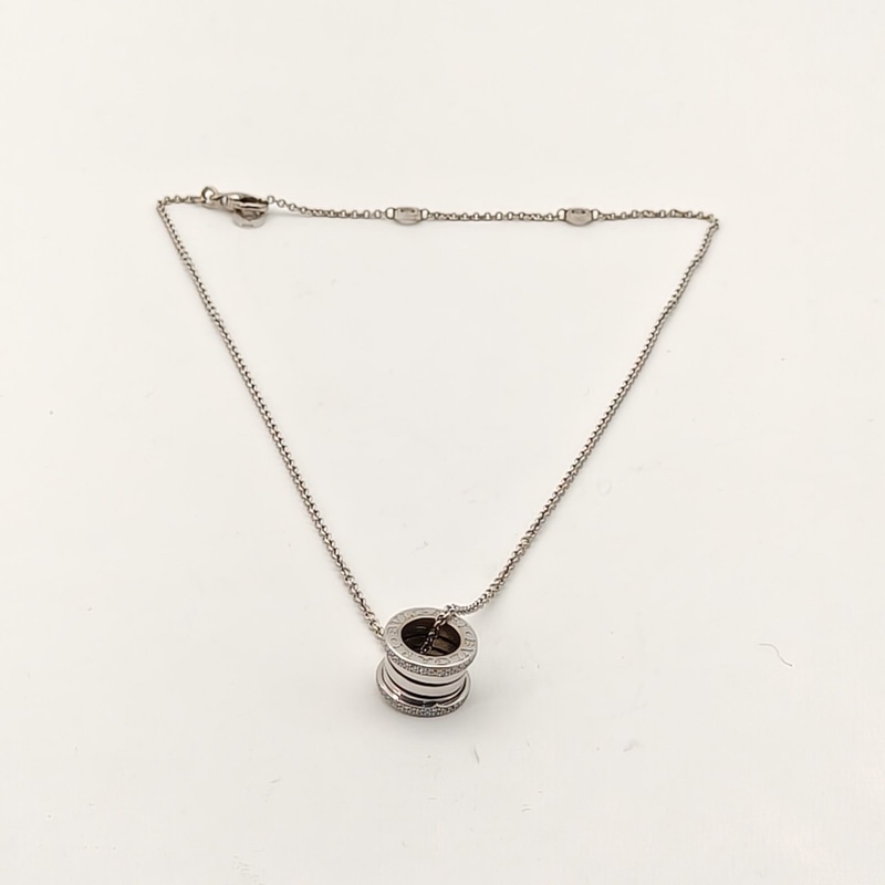 BVLGARI B.ZERO1彈簧項鏈三環扣雙邊鑽18K白金/鑽石-4