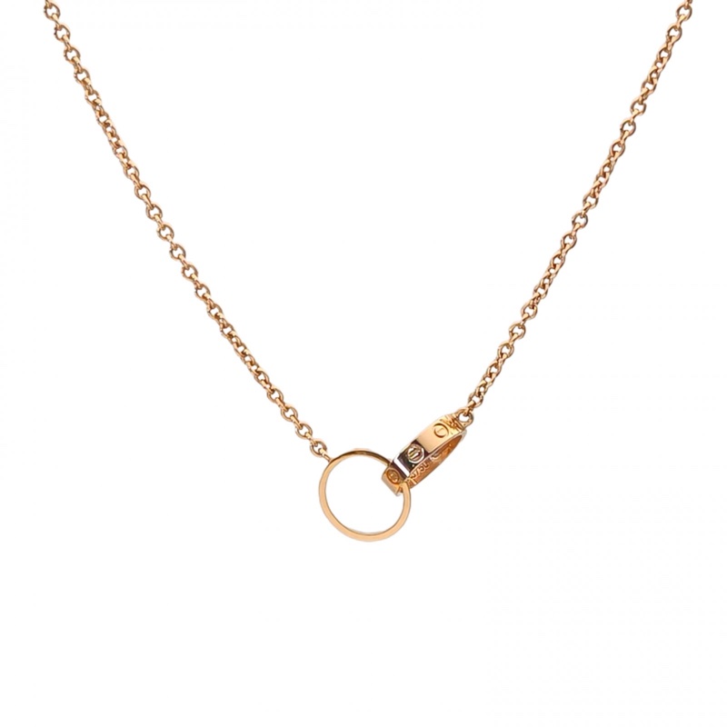 CARTIER LOVE18K金雙環項鏈18K玫瑰金項鏈-0