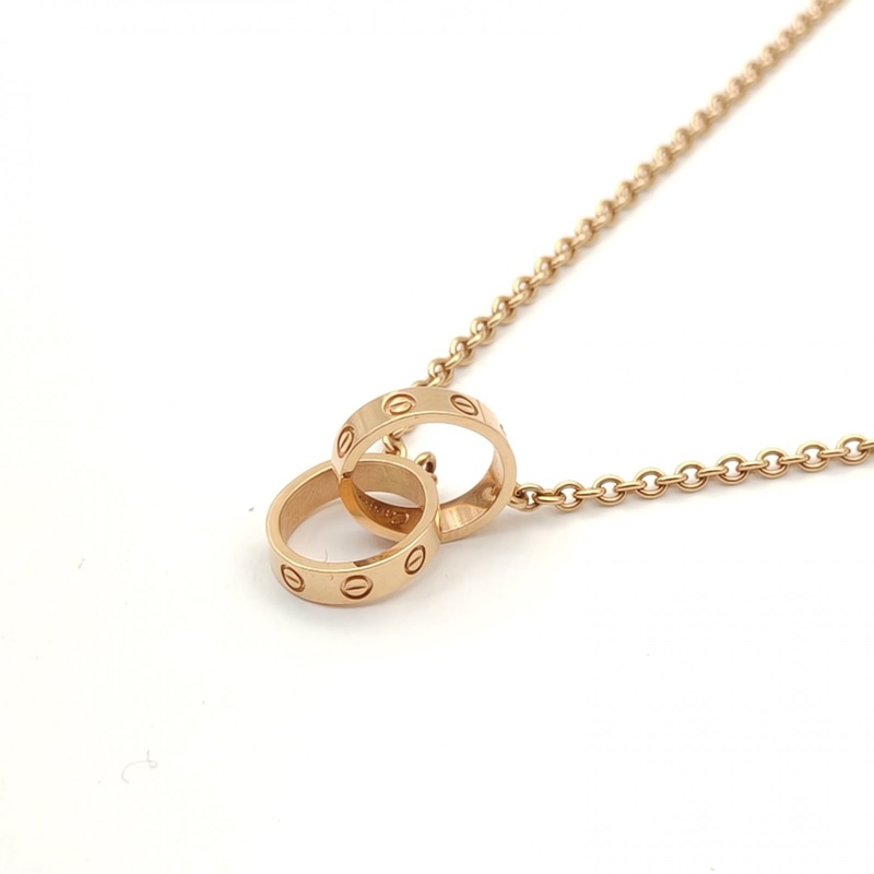 CARTIER LOVE18K金雙環項鏈18K玫瑰金項鏈-1