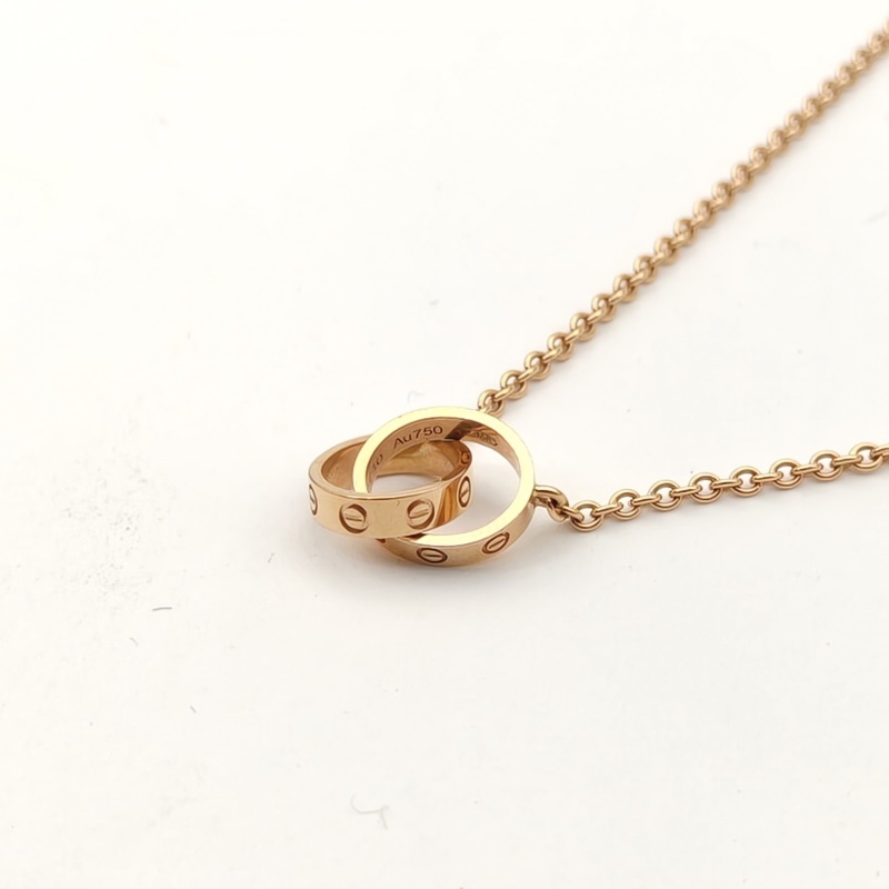 CARTIER LOVE18K金雙環項鏈18K玫瑰金項鏈-2