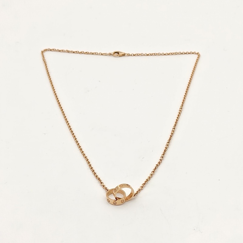 CARTIER LOVE18K金雙環項鏈18K玫瑰金項鏈-4
