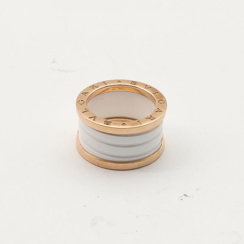 BVLGARI B.ZERO1彈簧戒指四圈18K玫瑰金/白陶瓷51-2