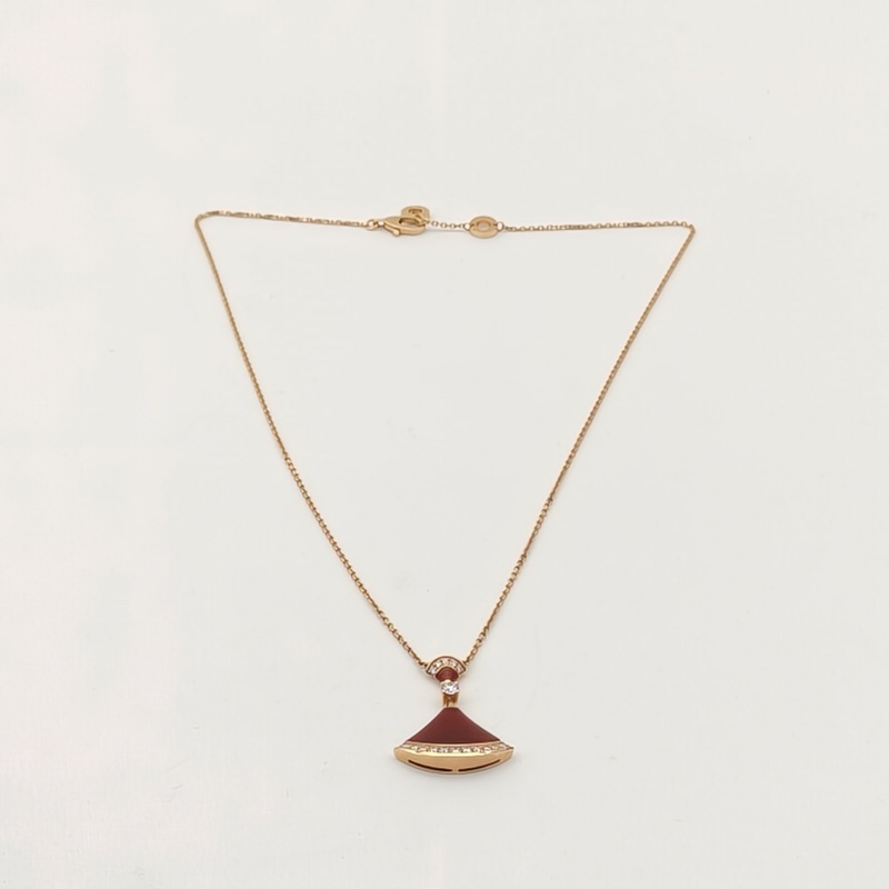 BVLGARI DIVASDREAM扇邊鑲鑽項鏈中號18K玫瑰金/鑽石/紅玉髓-3