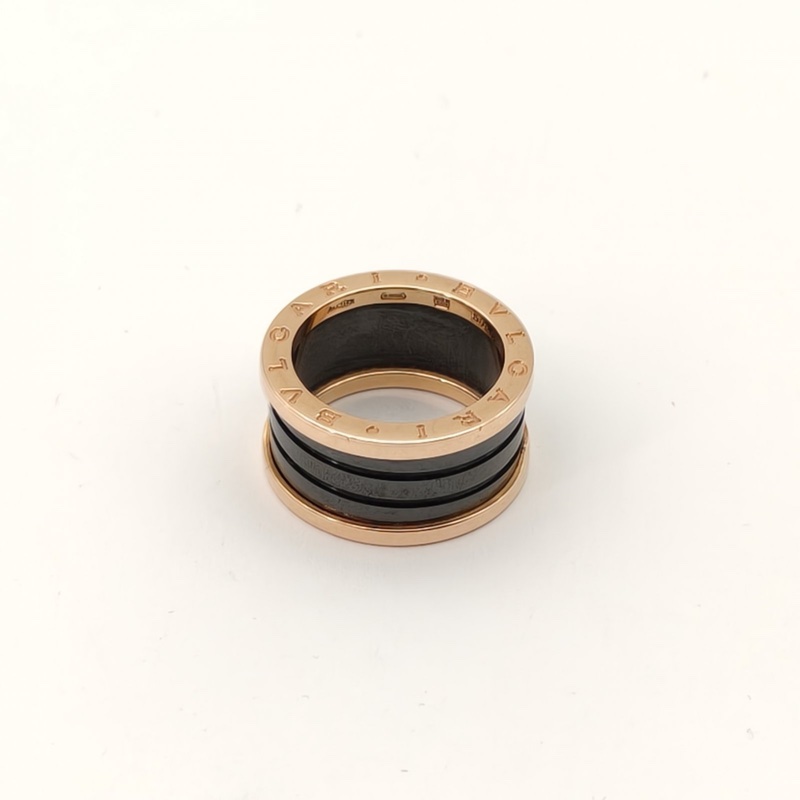 BVLGARI B.ZERO1彈簧戒指四圈18K玫瑰金/黑陶瓷57-2