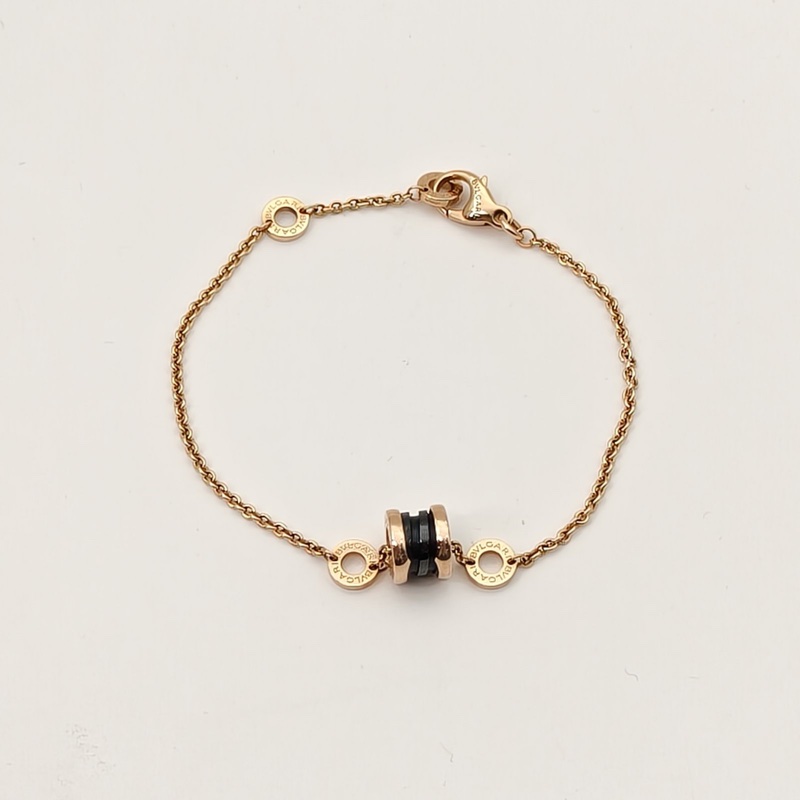 BVLGARI B.ZERO1小彈簧手鏈18K玫瑰金/黑陶瓷S-M碼-1