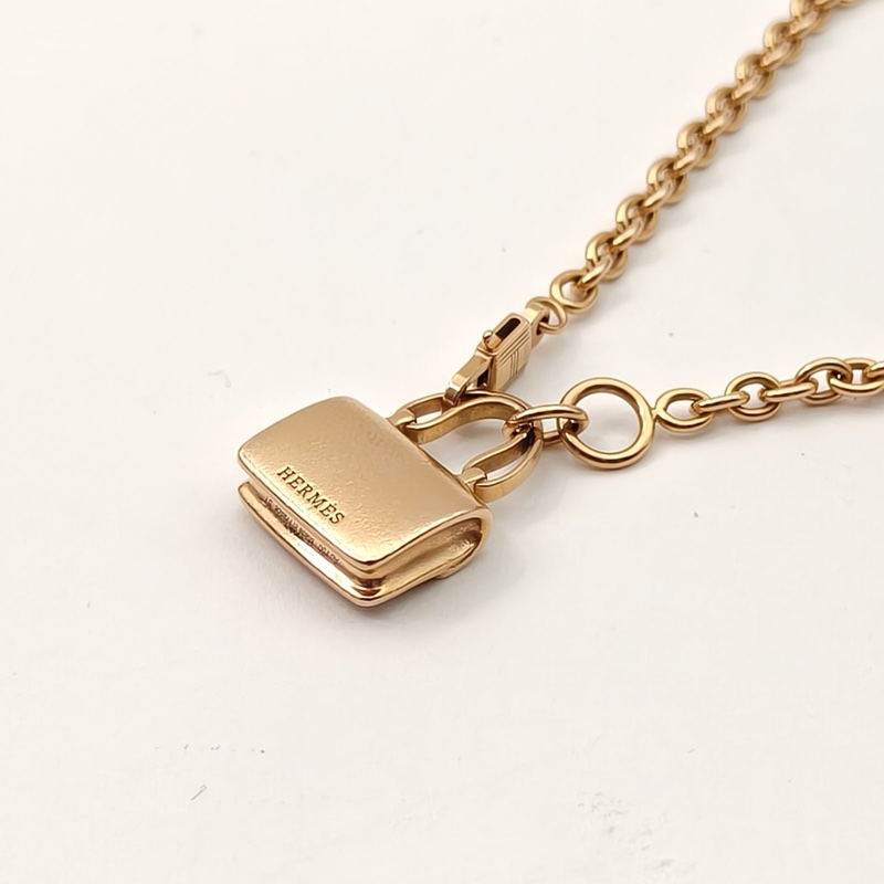HERMES AmulettesCadenas滿鑽康康手鏈18K玫瑰金/鑽石ST新扣-3