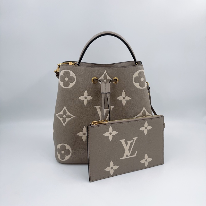 LV斑鳩灰牛皮Neonoe MM抽繩水桶包M45555-3
