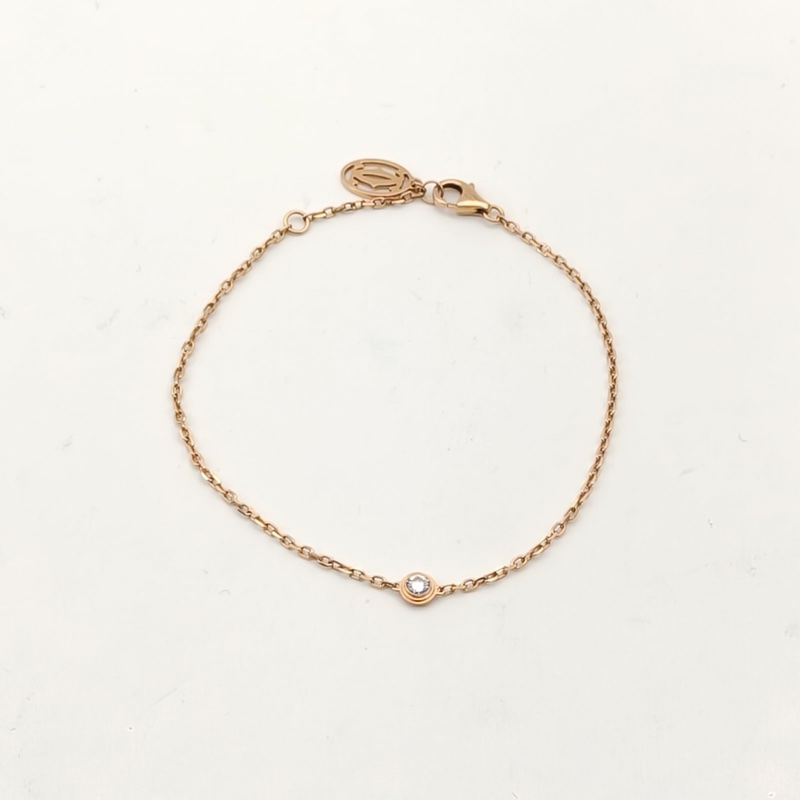CARTIER CARTIERD' AMOUR單鑽手鏈小號18K玫瑰金/鑽石S-M碼-1
