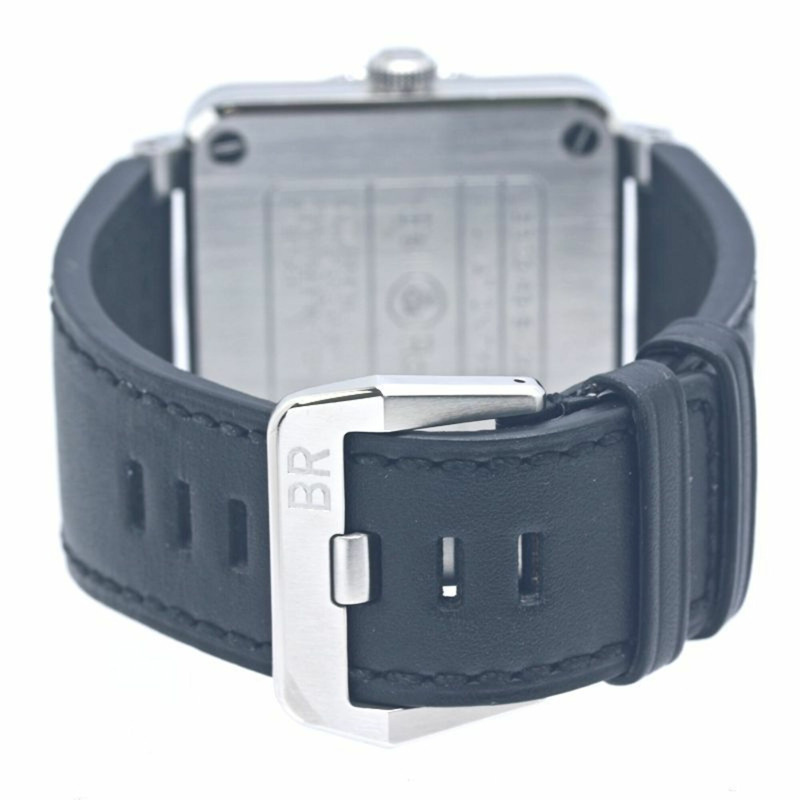 Bell & Ross BR03-93 GMT BR0393-BL-ST SCA 男士腕錶，不鏽鋼錶殼搭配皮錶帶，40329-3