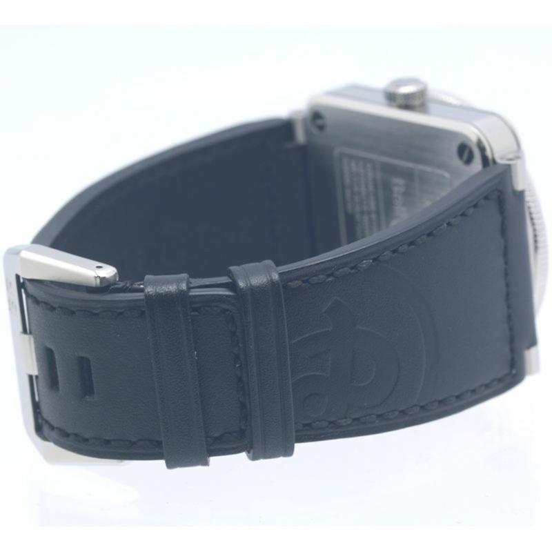 Bell & Ross BR03-93 GMT BR0393-BL-ST SCA 男士腕錶，不鏽鋼錶殼搭配皮錶帶，40329-5