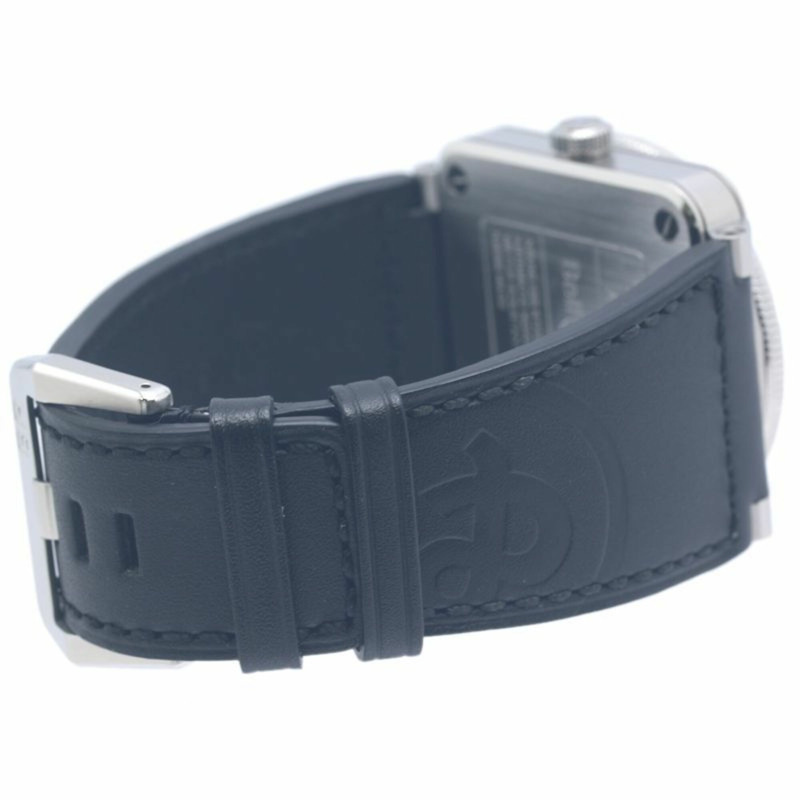 Bell & Ross BR03-93 GMT BR0393-BL-ST SCA 男士腕錶，不鏽鋼錶殼搭配皮錶帶，40329-6