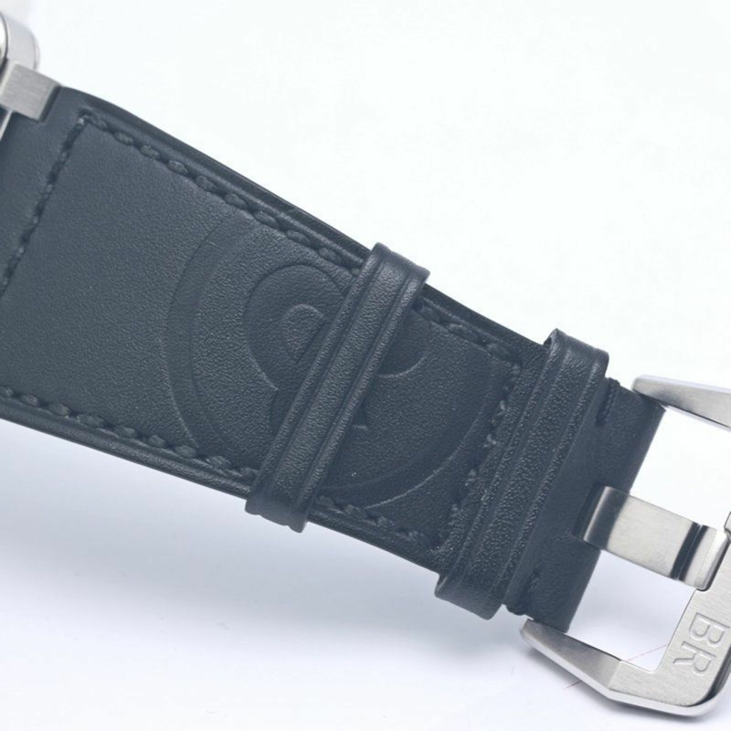Bell & Ross BR03-93 GMT BR0393-BL-ST SCA 男士腕錶，不鏽鋼錶殼搭配皮錶帶，40329-15