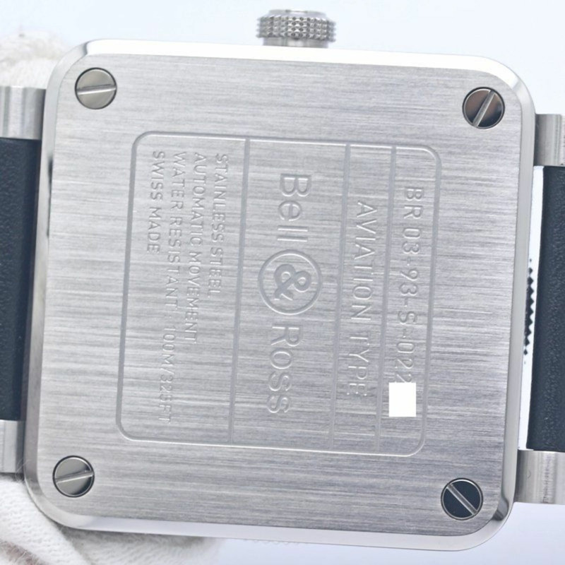 Bell & Ross BR03-93 GMT BR0393-BL-ST SCA 男士腕錶，不鏽鋼錶殼搭配皮錶帶，40329-19