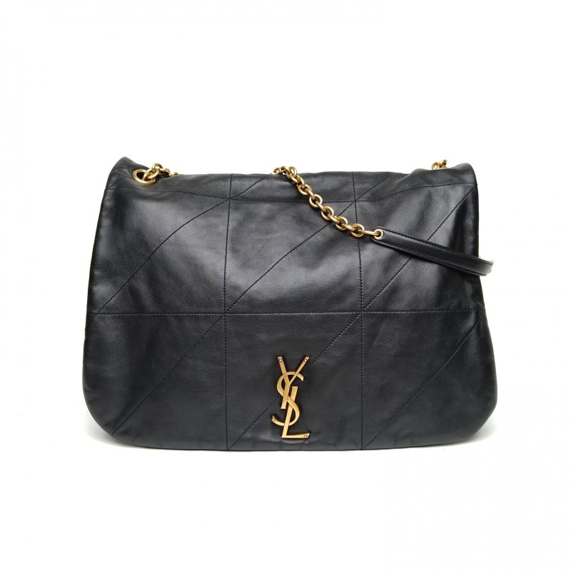 SAINT LAURENT JAMIE43Logo標識鏈條黑色羊皮金扣肩背包-0