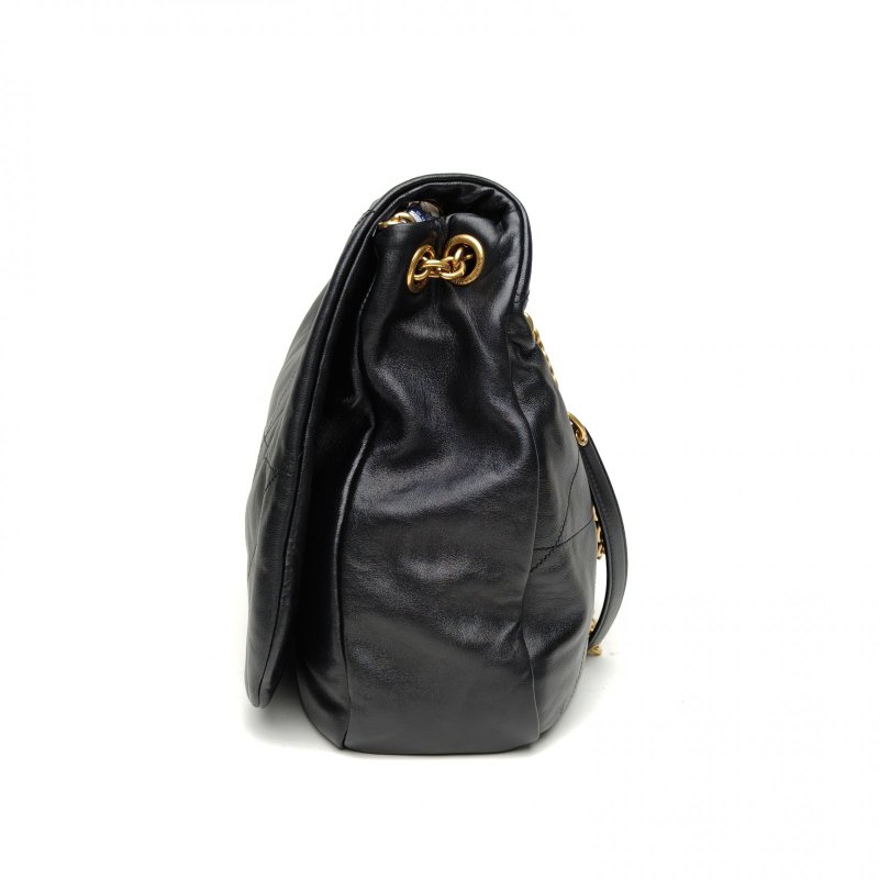 SAINT LAURENT JAMIE43Logo標識鏈條黑色羊皮金扣肩背包-1