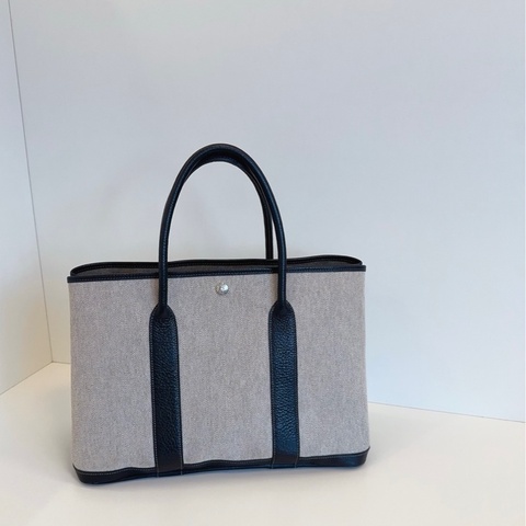 Hermes 爱马仕 Garden GP36 黑白帆布拼皮花园包