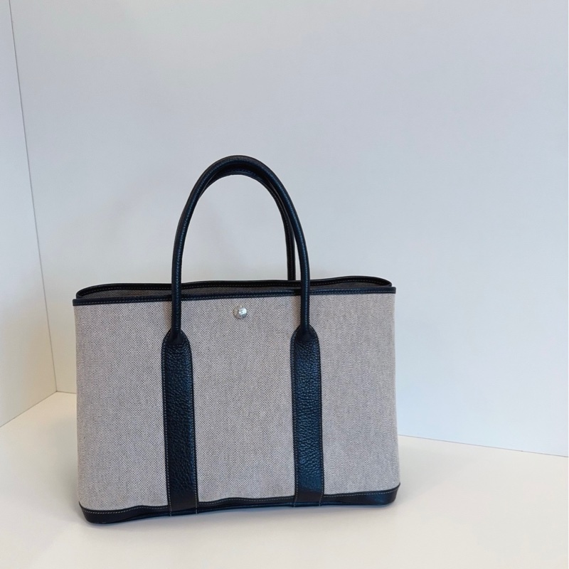 Hermes 爱马仕 Garden GP36 黑白帆布拼皮花园包-0