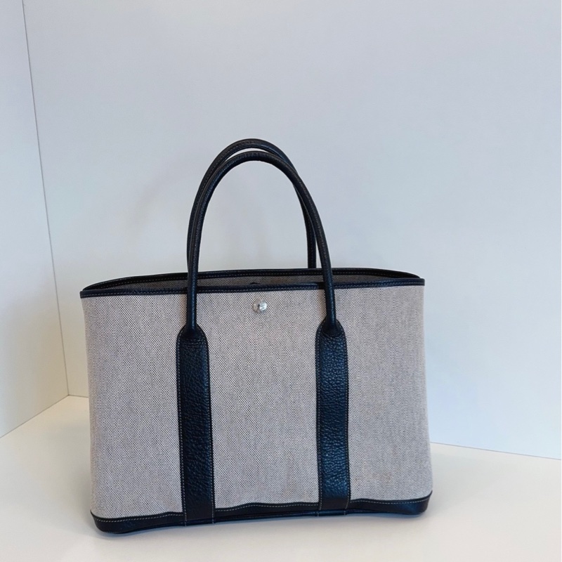 Hermes 爱马仕 Garden GP36 黑白帆布拼皮花园包-1