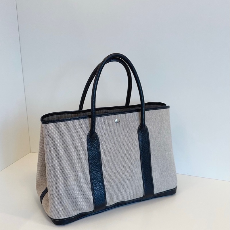 Hermes 爱马仕 Garden GP36 黑白帆布拼皮花园包-2