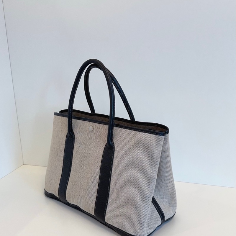 Hermes 爱马仕 Garden GP36 黑白帆布拼皮花园包-3