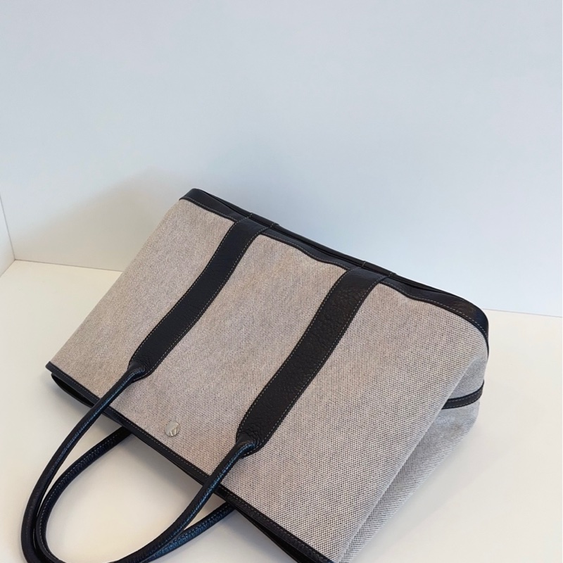 Hermes 爱马仕 Garden GP36 黑白帆布拼皮花园包-7