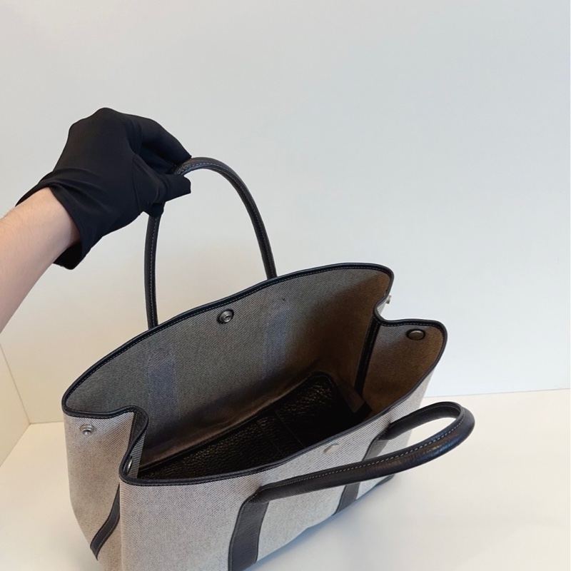 Hermes 爱马仕 Garden GP36 黑白帆布拼皮花园包-8