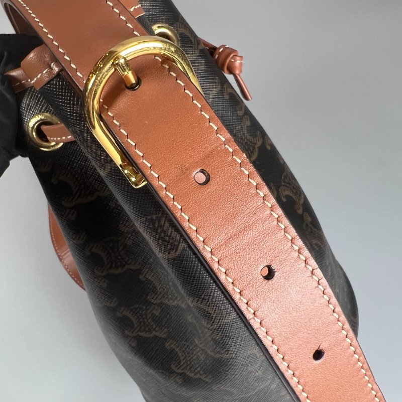 CELINE 老花抽繩水桶包-5