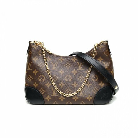 LOUIS VUITTON BOULOGNE牛角包黑色PVC晶片老花肩背包