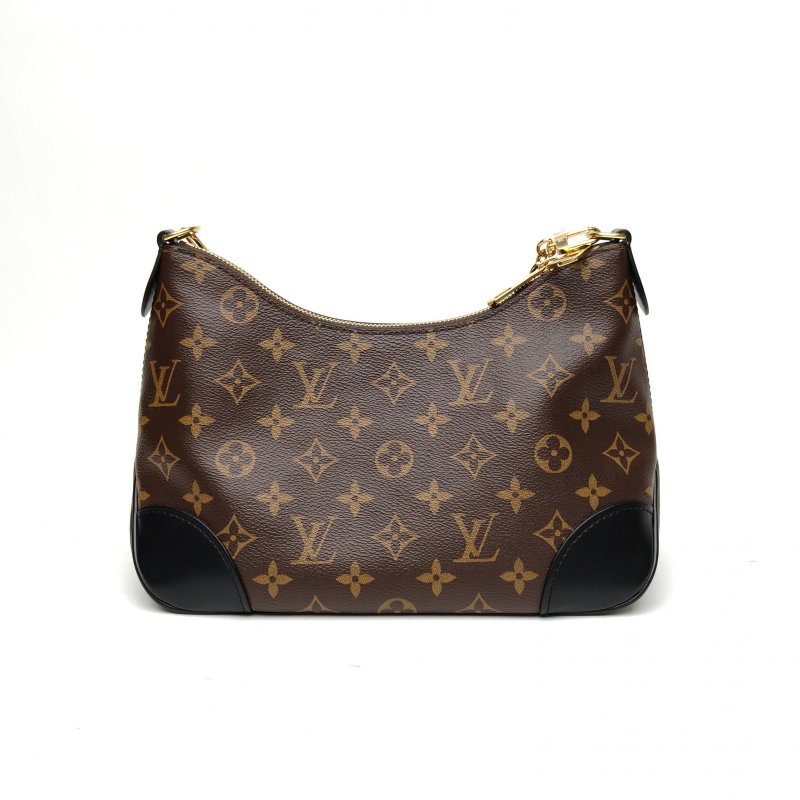 LOUIS VUITTON BOULOGNE牛角包黑色PVC晶片老花肩背包-2