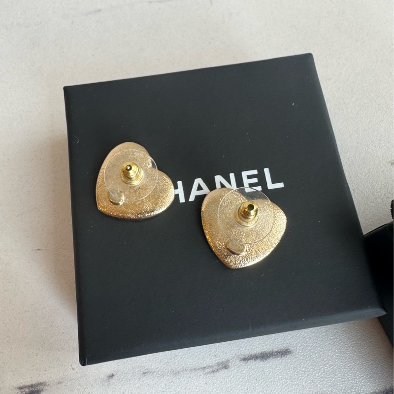 Chanel ABD343粉色愛心雙C耳環-8