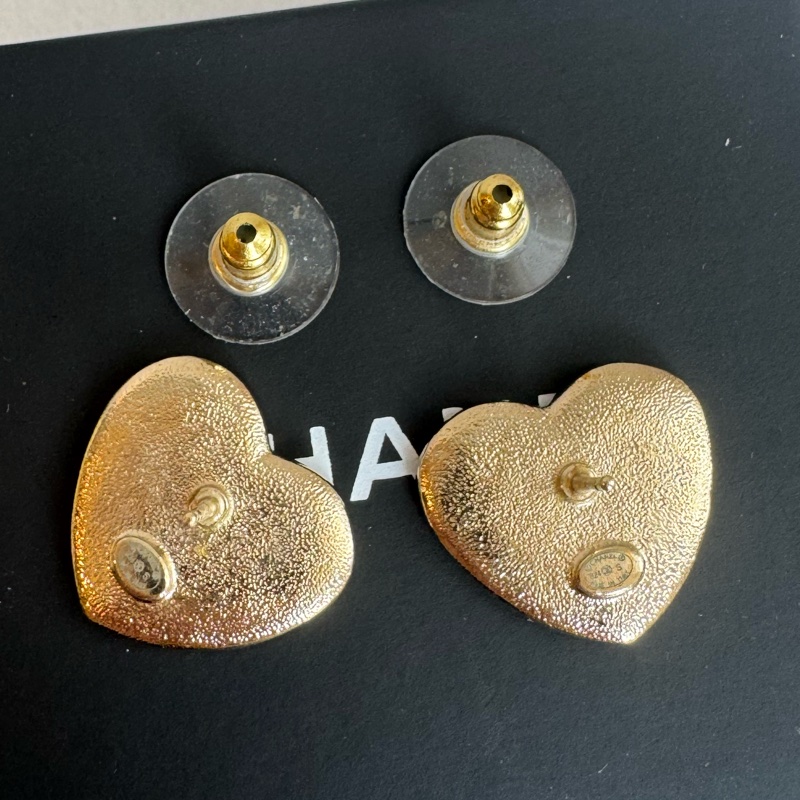 Chanel ABD343粉色愛心雙C耳環-10